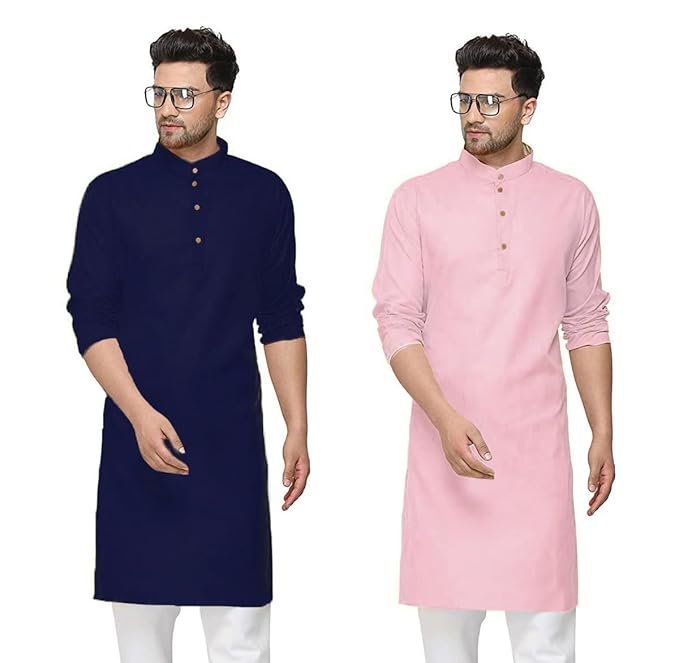 Fort Worth Cotton Traditional Men's Kurta Shirt- Pack of 2, Ethnic Indian Wear